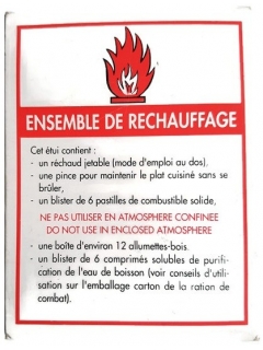 ENSEMBLE DE RECHAUFFAGE REPAS ARMEE