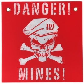 PANNEAU 101 INC DANGER MINES ROUGE/BLANC (30x30cm)