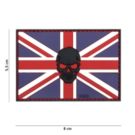 PATCH PVC 3D VELCRO 101 INC DRAPEAU ROYAUME UNI SKULL