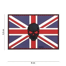 PATCH PVC 3D VELCRO 101 INC DRAPEAU ROYAUME UNI SKULL