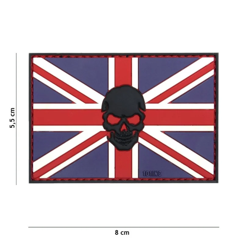 PATCH PVC 3D VELCRO 101 INC DRAPEAU ROYAUME UNI SKULL