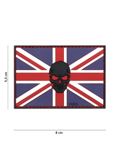 PATCH PVC 3D VELCRO 101 INC DRAPEAU ROYAUME UNI SKULL