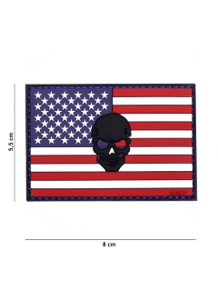 PATCH PVC 3D VELCRO 101 INC DRAPEAU USA SKULL