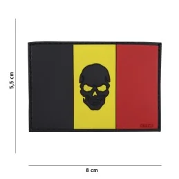 PATCH PVC 3D VELCRO 101 INC DRAPEAU BELGIQUE SKULL