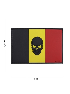 PATCH PVC 3D VELCRO 101 INC DRAPEAU BELGIQUE SKULL