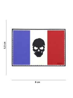 PATCH PVC 3D VELCRO 101 INC DRAPEAU FRANCE + SKULL