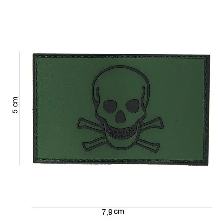 PATCH PVC 3D VELCRO 101 INC SKULL AND BONES VERT