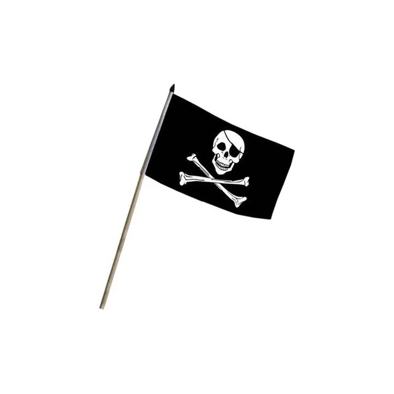 DRAPEAU À BÂTON PIRATE NOIR