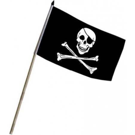 DRAPEAU À BÂTON PIRATE NOIR