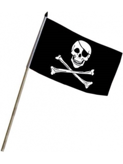 DRAPEAU À BÂTON PIRATE NOIR