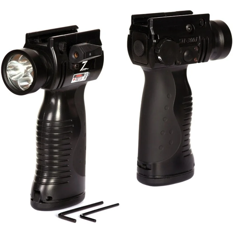 POIGNÉE TACTIQUE AVEC LAMPE FLASH ET LASER NOIR (STL-300J)