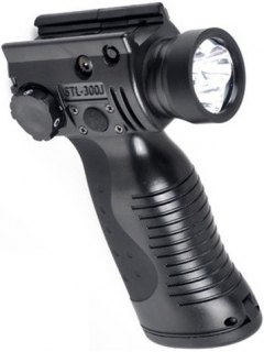 POIGNÉE TACTIQUE AVEC LAMPE FLASH ET LASER NOIR (STL-300J)